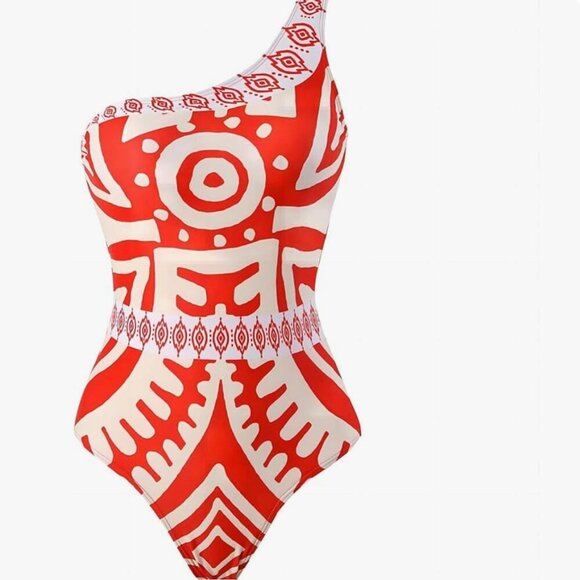 New NWT One Piece Swimsuit w/ Cover Up Sarong One Shoulder Size Small - Picture 3 of 7